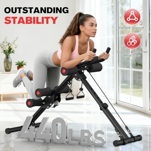 DERACY Ab Workout Machine Adjustable Ab Trainer Abdominal Trainer for Home Gym Foldable Ab Crunch Machine for Core 440 LBS