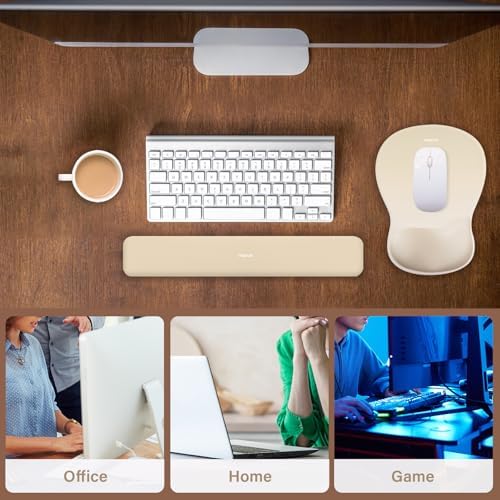 MOSISO Wrist Rest Support for Mouse Pad & Keyboard Set, Khaki