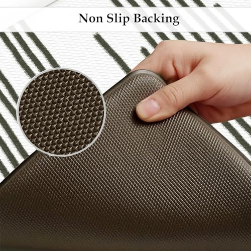 KIMODE Kitchen Mats Cushioned Anti Fatigue, Black Line Geometric Kitchen Rugs Sets of 2, Padded Kitchen Floor Mats Non Slip, Standing Desk Mats for Laundry Office Sink 20"x47"+20"x32"