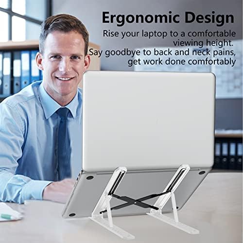 Tonmom Laptop Stand for Desk, Adjustable Laptop Riser, White