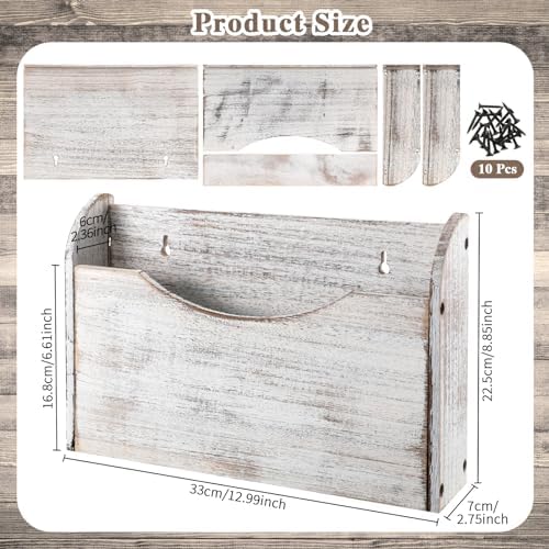 Suzile Wood Wall Mounted File Holder Magazine Rack for Office Mail, White