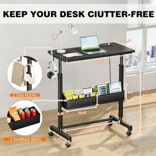 Small Mobile Standing Desk: 5-in-1 Charging Station - Power 5 Devices