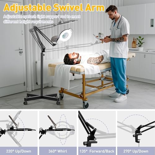 2200 Lumens Magnifying Floor Lamp, 2-in-1 Lighted Desk Magnifier