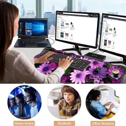 Mouse Pad with Wrist Support + Desk Mat + Coaster 3 in 1 Set, XL Large Gaming Mousepad Ergonomic Mouse Pads for Desk Computer Laptop Office,African Daisy