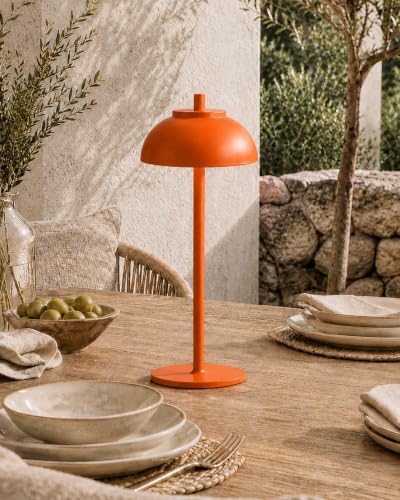 Orange Cordless Table Lamps, Rechargeable LED Touch Lamp, 2 Pack