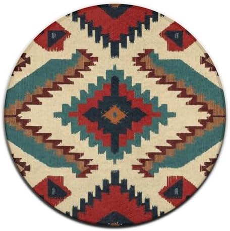 Fashion Round Area Rug Large Non Slip Carpet Unisex Home Decor Mat Native American Western Aztec