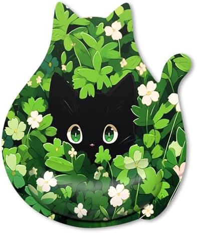 Ergonomic Mouse Pad with Wrist Rest, Cute Cat Memory Foam Padded Pain Relief Non-Slip Wrist Support Mouse Mat for Gaming Work Computer Laptop, Funny Office Supplies Desk Accessory, Cat in Leaf