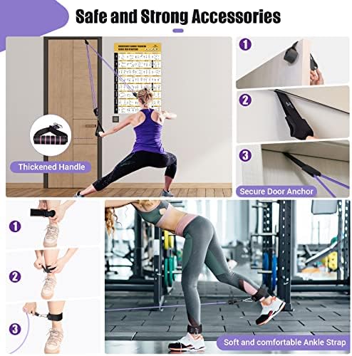 Resistance Bands with Handles for Women, 5 Level Exercise Bands