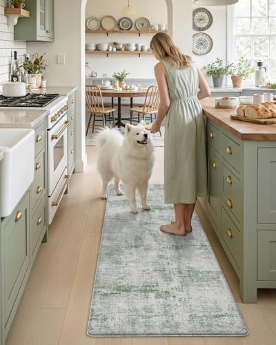 DEXI Kitchen Floor Mats Cushioned Anti Fatigue Runner Rug 23x59 Green