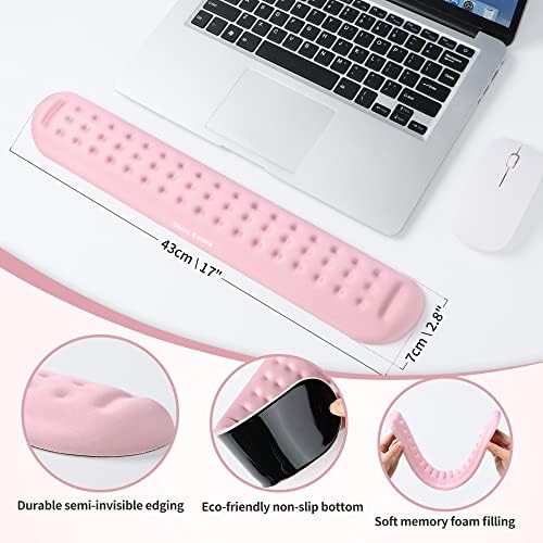 UnivoColors Pink Superfine Memory Foam Keyboard Wrist Rest Soft Gel Ergonomic Wrist Support Pad for Computer, Laptop, Office, Gaming, Typing