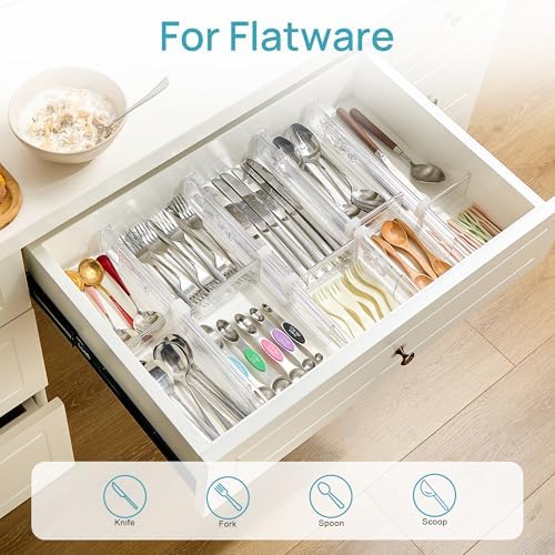 Vtopmart 2.36" Drawer Dividers with Expandable Inserts, 12.8"-22.3", 8 Pack
