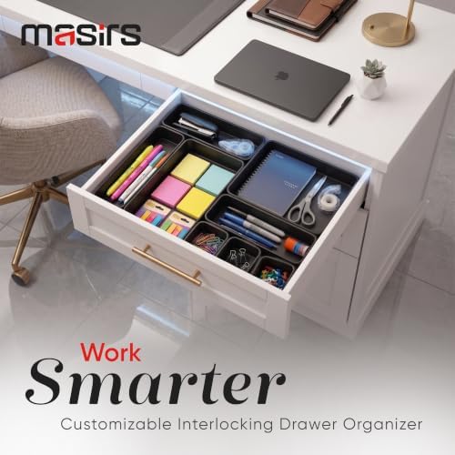 Interlocking Drawer Organizer Bins 8 Pcs, Desk Drawer Organizer Tray Set