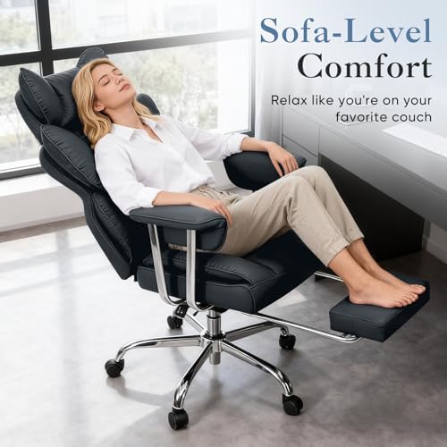 DUMOS Big and Tall Home Office Desk Chair, Executive Chair with Footrest