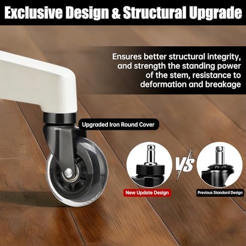 Hirate 5 Pack 3" Office Chair Caster Swivel Wheels for Standard 11mm Chairs