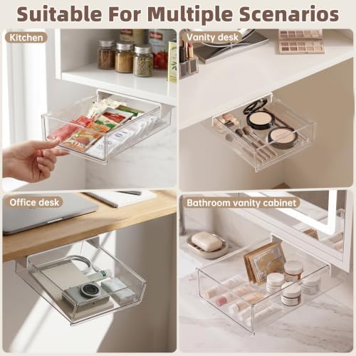 Under Desk Drawer, Adhesive Slide Out Organizer 2 Pack Small