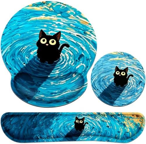 Mouse Pad with Wrist Rest Set, 3-in-1 Wrist Support Mousepad Set, Gaming Mat Pad with Anti-Skid Base,Ergonomic Mouse Pad Blue,Memory Foam Gel Wrist Rest for Computer Keyboard