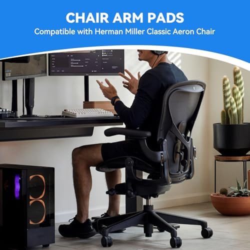 Chair Armrest Replacement for Herman Miller Classic Aeron Chair - Office Chair Arm Pads Replacement Black-1 Pair
