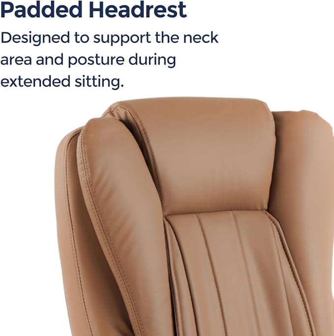 Orbis 4-Point Kneading Heated Massage Office Chair with Foot Rest | 500lbs Big & Tall Ergonomic Executive Desk Chair for Heavy People | Reclining Home Office Computer Chair | Leather Caramel