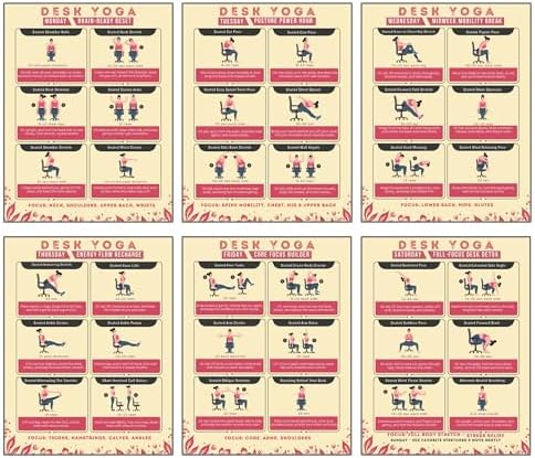 Desk Yoga 7-Day Seated Stretching Routine – Chair Yoga Workout Charts, Office Exercise Program for Neck, Shoulders & Back, Daily Mobility & Stretch Guide for Home or Work