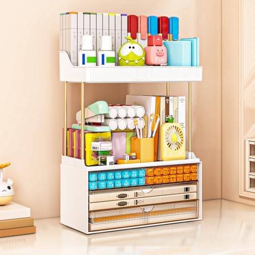 caktraie 3-Drawer 2-Tier Acrylic Makeup & Bathroom Vanity Organizer
