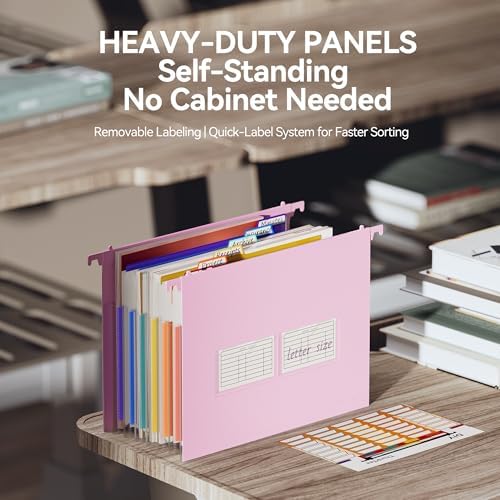 ThinkTex Plastic Expanding Hanging File Folders, 7 * 1.2" Accordion Pockets