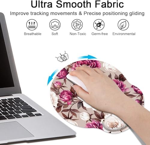 Britimes Ergonomic Mouse Pad with Wrist Support, Peony Floral