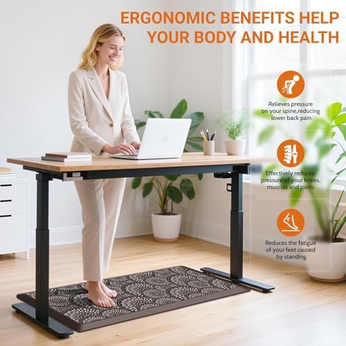 Mattitude 4/5 Inch Kitchen Mat, 20x53in Heavy Duty Ergonomic Comfort Foam Standing Desk Mat, Waterproof Non-Slip Standing Mats and Rugs for Kitchen, Office, Black