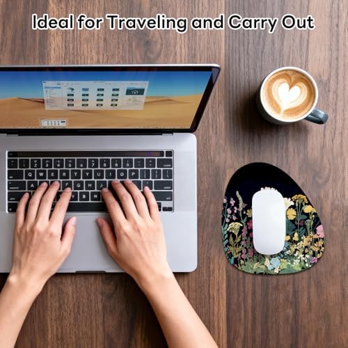 Water Drop Mouse Pad 7.3x8in Non-Slip for Laptop, Wildflowers