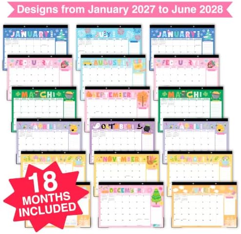 Large Desk Calendar 2027 - Desktop Calendar 2027-2028