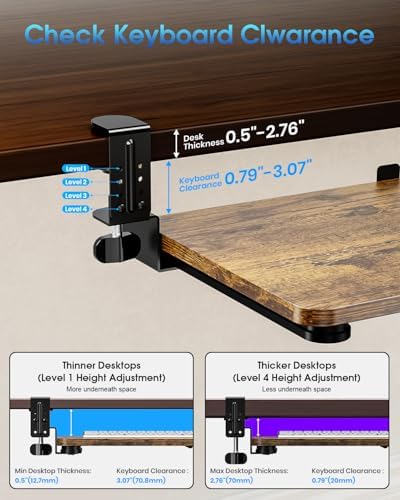 Small Keyboard Tray Under Desk, Pull Out Keyboard & Mouse Tray for Typing