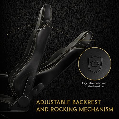 noblechairs Hero Gaming Chair/Office Chair with Lumbar Support, PU Faux Leather, Black/Gold