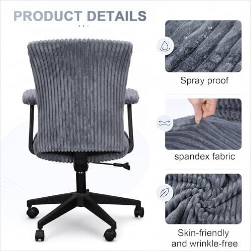 Tallew 4 Pieces Office Chair Covers Set Desk Computer, Dark Grey