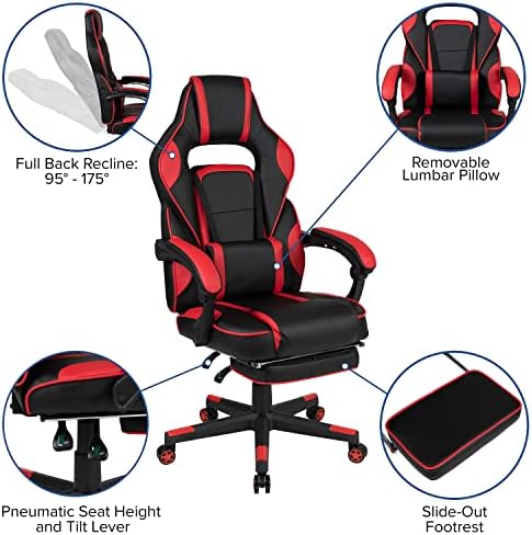 Flash Furniture Reclining Ergonomic Gaming Chair, Red