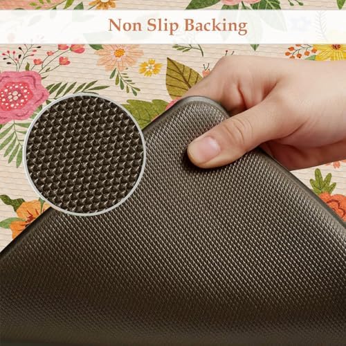 KIMODE Anti Fatigue Kitchen Mats, Padded Kitchen Floor Mats 17"x47"+17"x29"