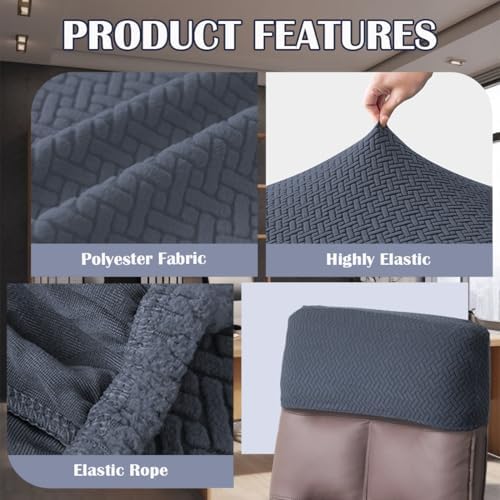 Stretch Office Chair Headrest Cover Jacquard Headrest Slipcover for Office Chairs Non Slip Head Rest Chair Furniture Protector for High Back Computer Chairs Set of 2 Dark Gray