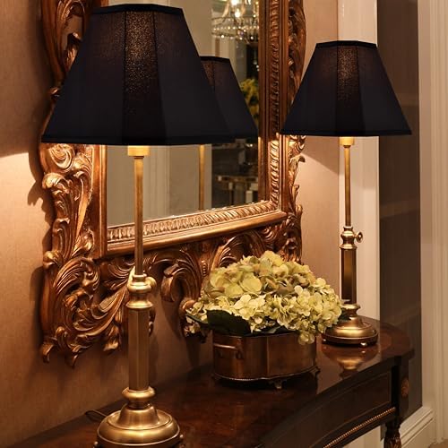 GO&SO Black Lamp Shades Set of 2,6.5" x 13" x 10.5",Fabric Bell Lampshade