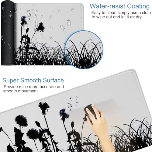 Gaming Mouse pad, Waterproof Mousepad with Stitched Edges, Flowers Plants