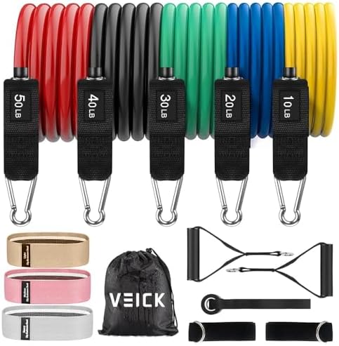 VEICK Resistance Bands with Handles, Exercise Tube Bands Set for Workouts