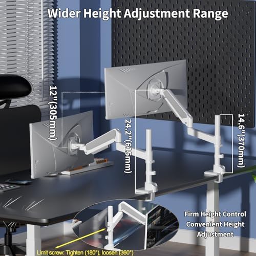 Single Monitor Mount for 17-60 inch, Hold 44 lbs, Adjustable Pole