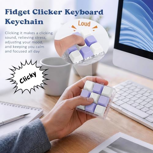 Keyboard Fidget Toy, Creamy Fidget Clicker Keyboard Fidget Keychain, Button Fidget Gifts for Adults, Boost Focus & Ease Anxiety Anywhere — Perfect Stress-Relief Gift (3×3 Grid Layout A-A)