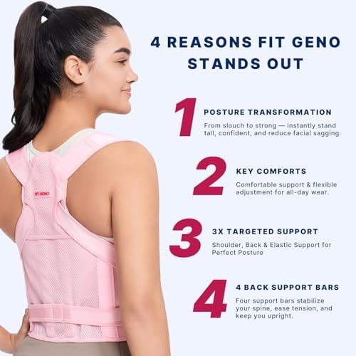 Fit Geno Posture Corrector for Women & Men, Back Shoulder Support Brace