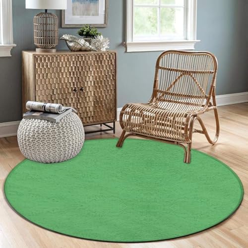 Home Decor Non Slip Kitchen Office Circle Rug, Machine Washable Modern Round Area Rug, Room Sofa Yoga Soft Round Carpet Green, 24inch