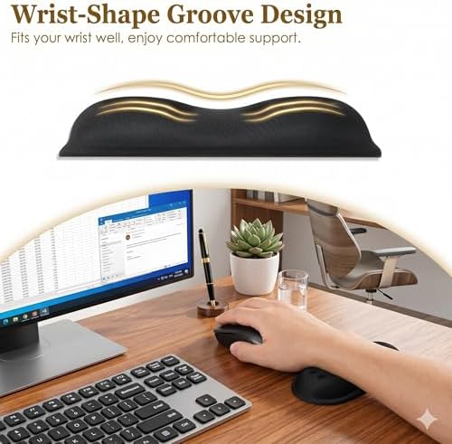 Wrist Rest for Mouse - Ergonomic Memory Foam Computer Wrist Support Pad, Massage Holes Design for Wrist Pain Relief (5.5 x 3.1 x 1 in, Black)