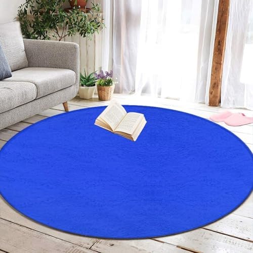 Room Sofa Yoga Soft Round Carpet, Home Decor Non Slip Kitchen Office Circle Rug, Machine Washable Modern Round Area Rug Klein Blue, 60inch