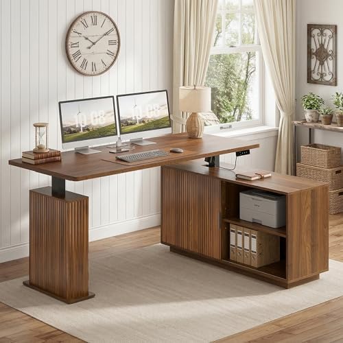 L Shaped Electric Standing Desk, Corner Sit Stand Up Desk, Executive Desk