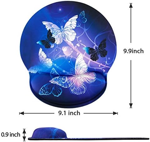 ToLuLu Ergonomic Mouse Pad Wrist Rest Support, Gel Mouse Pads with Non Slip Rubber Base Memory Foam Mousepad, Mouse Wrist Rest Pad for Laptop Computer Home Office Working Pain Relief, Art Butterflies