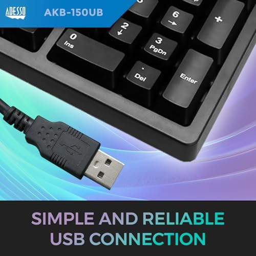 Adesso Ergonomic USB Keyboard, 105-Key US Layout AKB-150UB