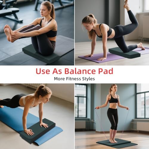 WEILA 1/2 Inch 70"x24" Foldable TPE Yoga Mat, Thick Non Slip Pilates Mat