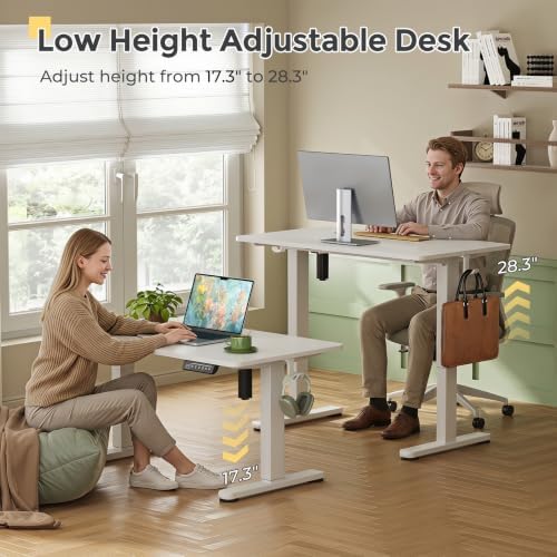 35" Low Height Adjustable Desk, Electric Center Table, White