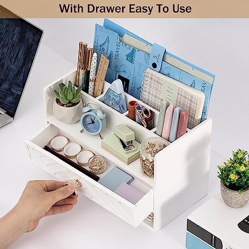 Desk Organizer with Drawer, Countertop Bill Mail Organizer and File Storage